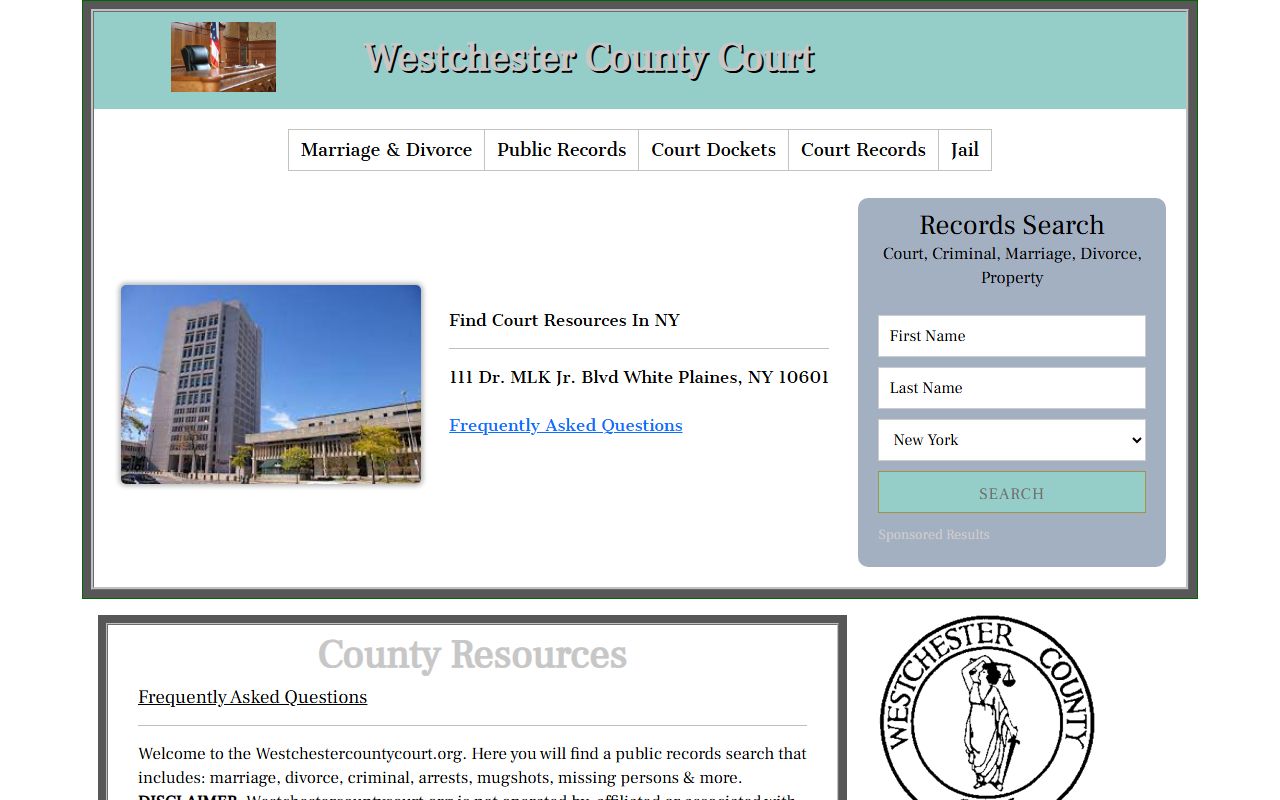 Westchester County court records access for New Rochelle DUI case searches