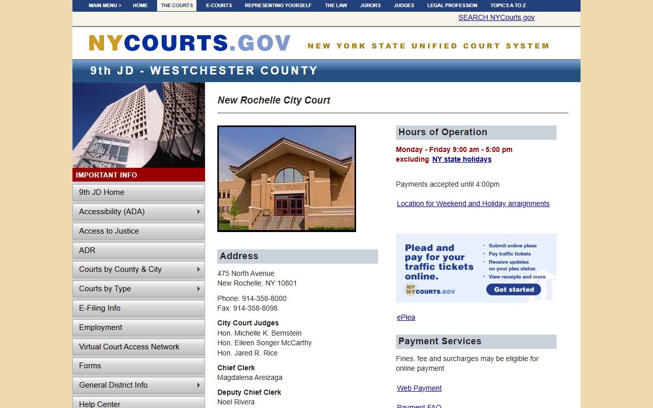 New Rochelle City Court search portal for DUI and DWI records lookup
