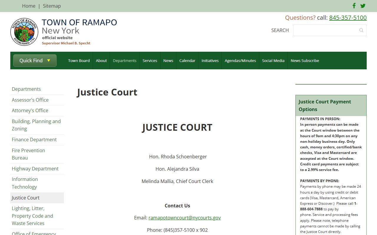Ramapo Justice Court page for DUI and DWI case record searches