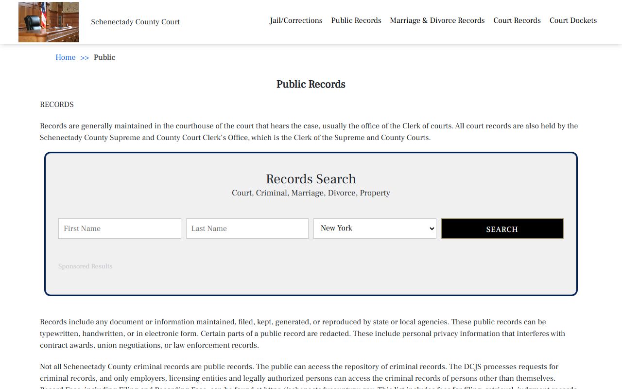 Schenectady court records portal for DUI and DWI case file searches