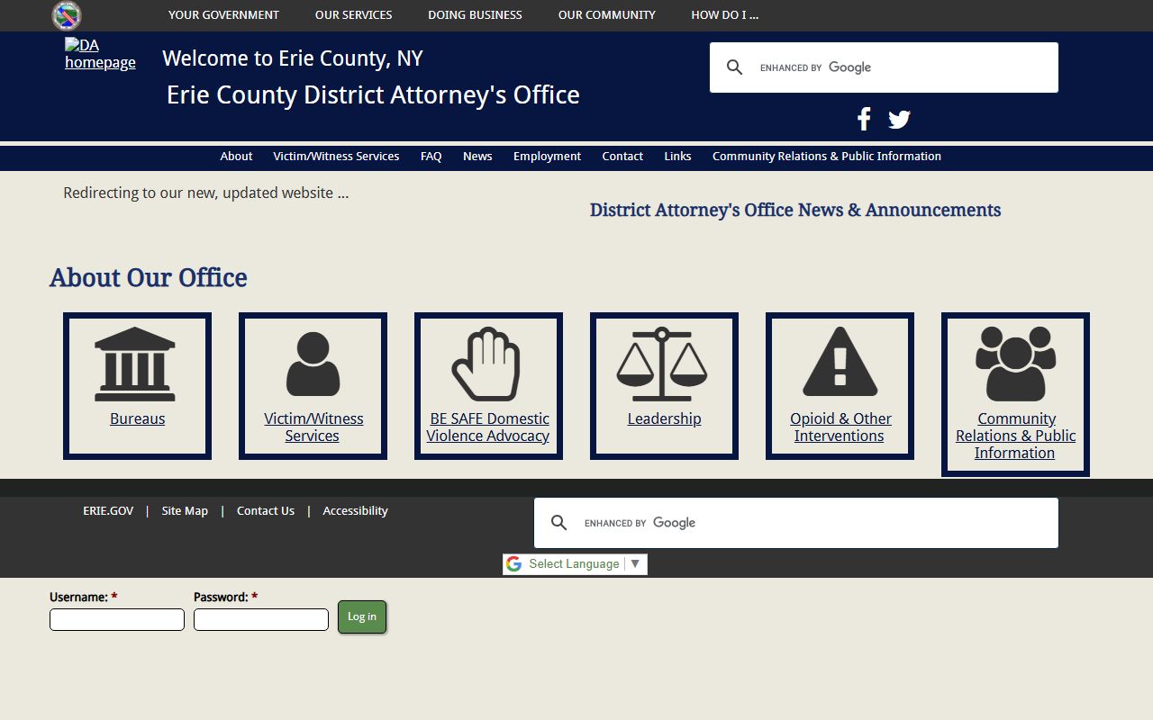 Erie County District Attorney records for Buffalo DUI and DWI cases