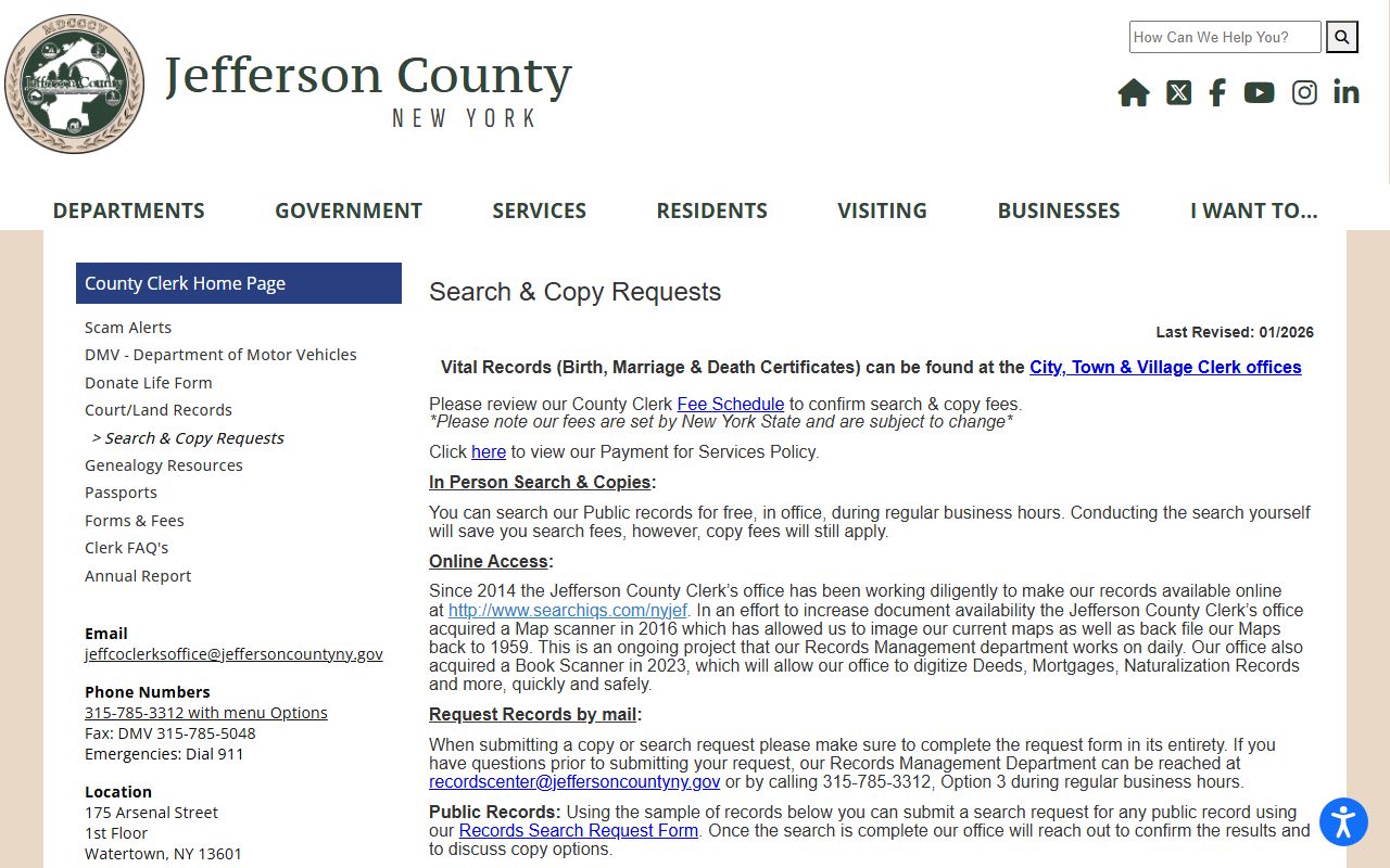Jefferson County search and copy request procedures for DWI records