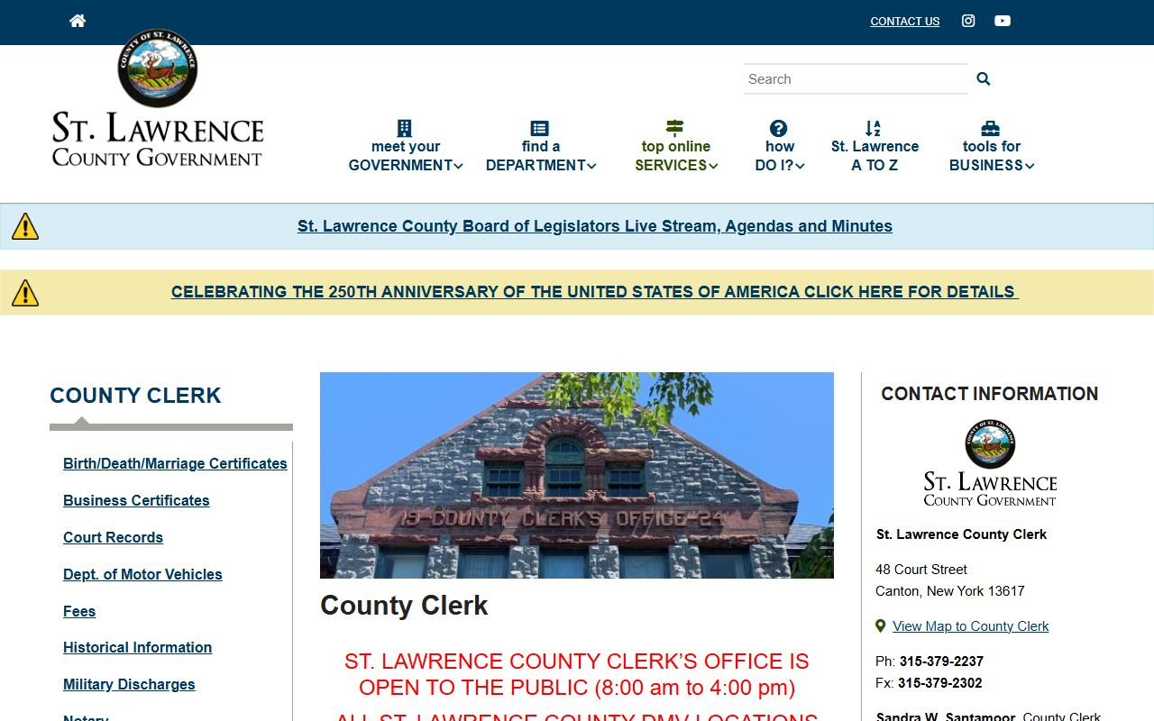 St. Lawrence County Clerk records search for DUI and DWI case lookups