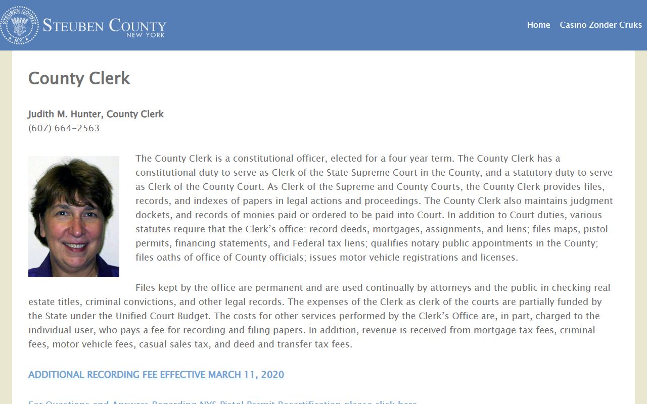 Steuben County Clerk records for DUI and DWI case searches