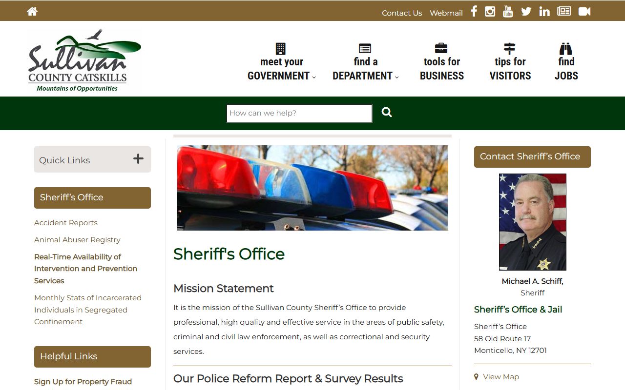 Sullivan County Sheriff records for DUI arrest information