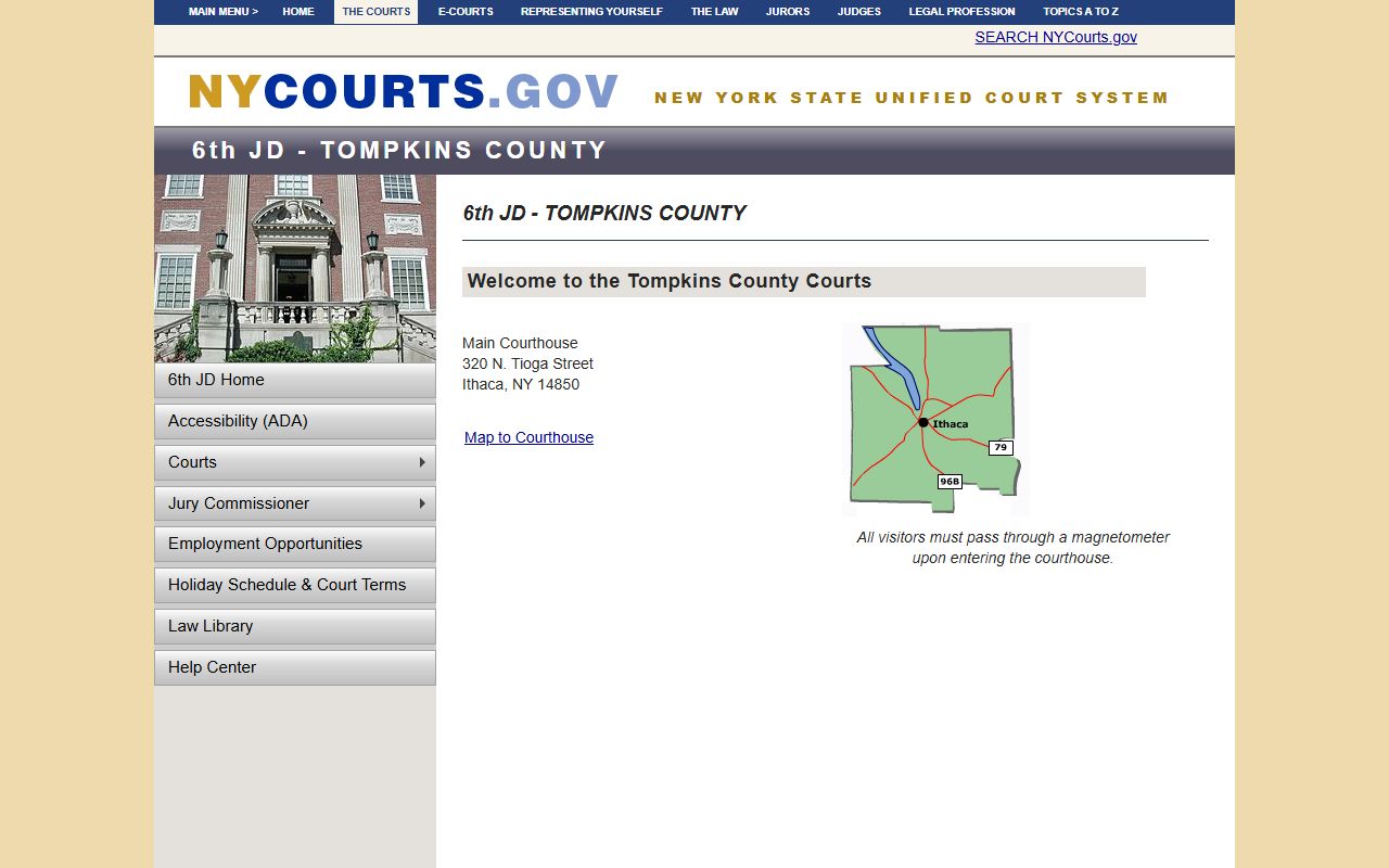 Tompkins County courts information for DUI record searches