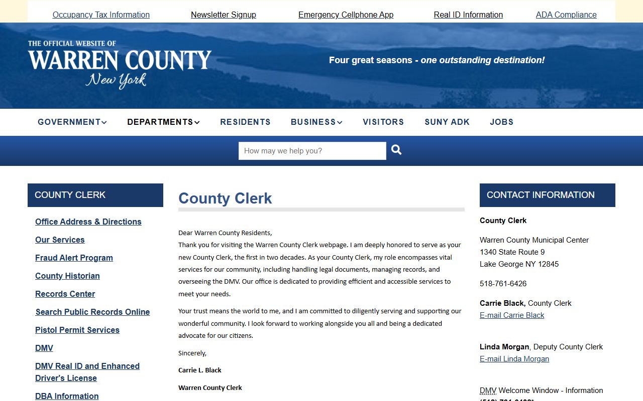 Warren County Clerk records search for DUI and DWI case lookups